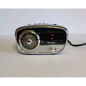 Westclox Retro Style Alarm Clock with Radio/Aux Model 80193 ‎ Tested Works